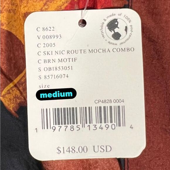 Med FP Free People Printed EndZone TrackPants Ski Nic Route Mocha Apres Mountain - Picture 15 of 15